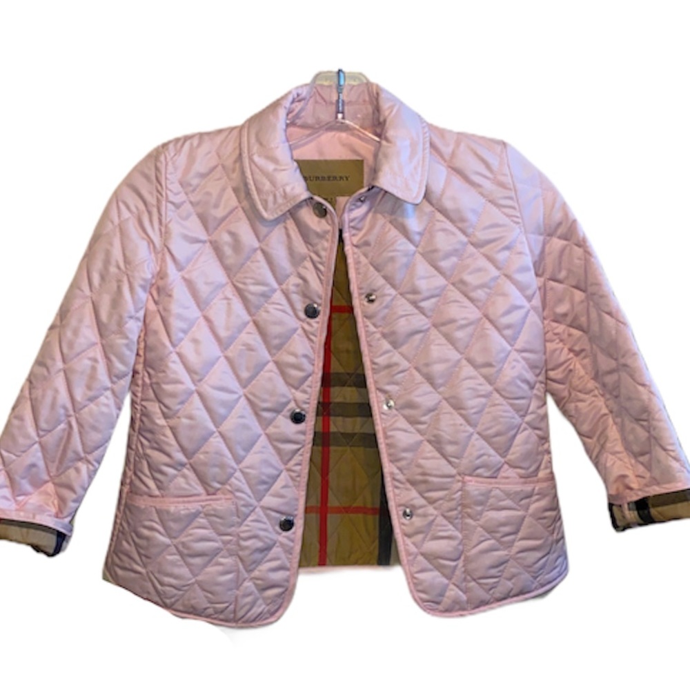 Girls Burberry Pink Quilted Coat